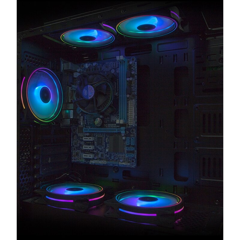4 Pin 120mm Cool Fan Pc Fan Solar Eclipse Effect Internal Rainbow External Interntl RGB Silent Fan for Pc Cooling 3Pack