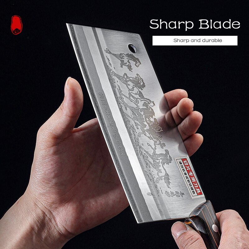 Chinese Kitchen Knives 8 Inch Cleaver 9CR18 Stainless Steel Full Tang Chef Butcher Chopping Slicing Cooking Cutter