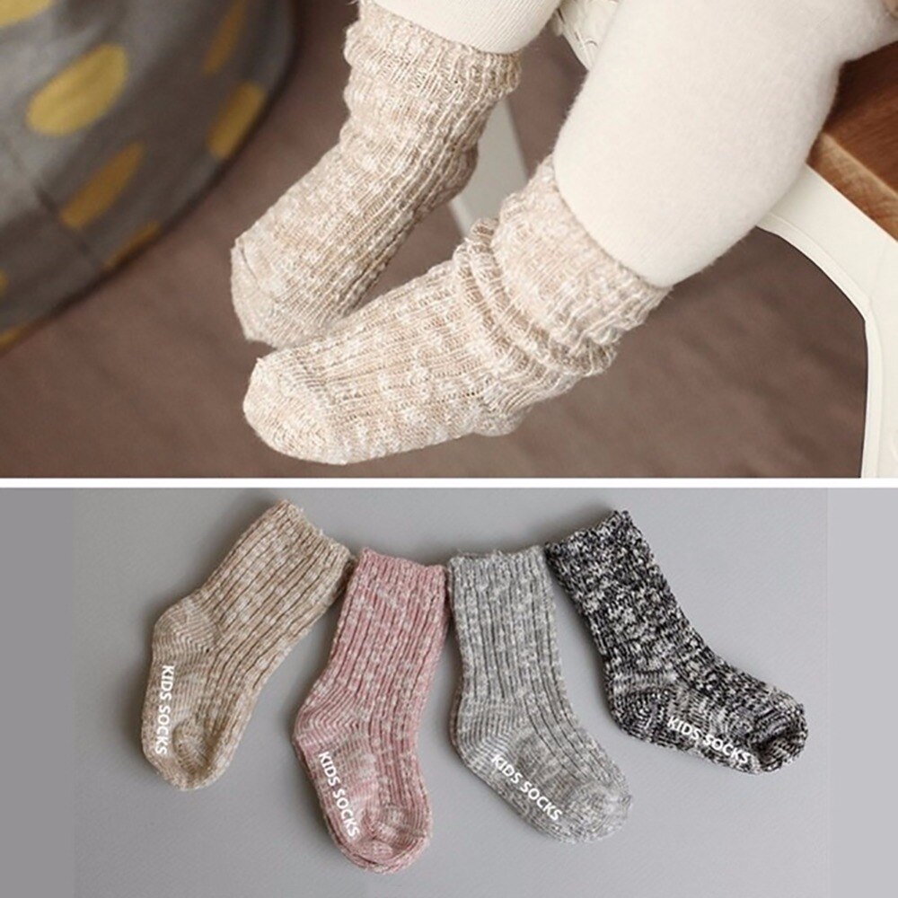 1 Pair Mix Color Cotton Baby Girls Boys Socks Ankle Length Thick Winter Calcetines Children Socks for 0-4 Years