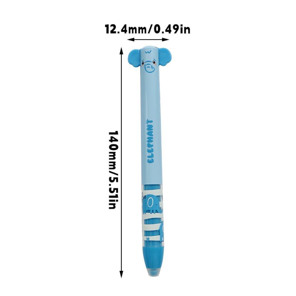 Cartoon Erasable Ballpoint Pen Animal Quick-drying Neutral Pen Double Ink Color Signature Pens Stationery