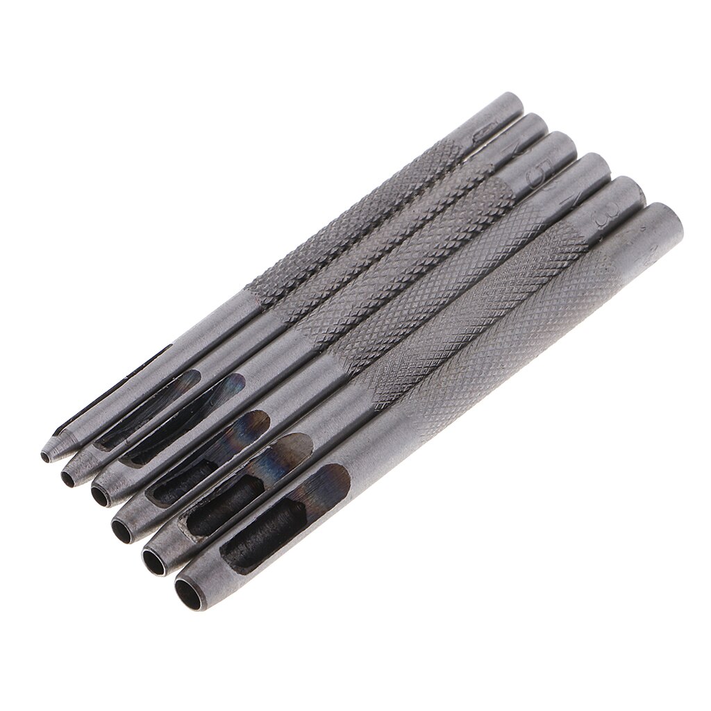 6 Pieces Heavy Duty Leather Hollow Hole Punch Set 1mm 2mm 2.5mm 3mm 3.5mm 4mm