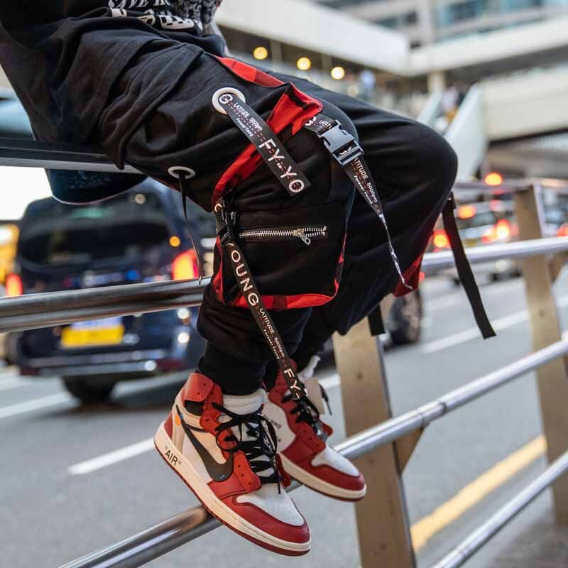 Pantalones Cargo Parkour de estilo Hip Hop para hombre, pantalón de chándal informal, con bolsillos, Color de bloque
