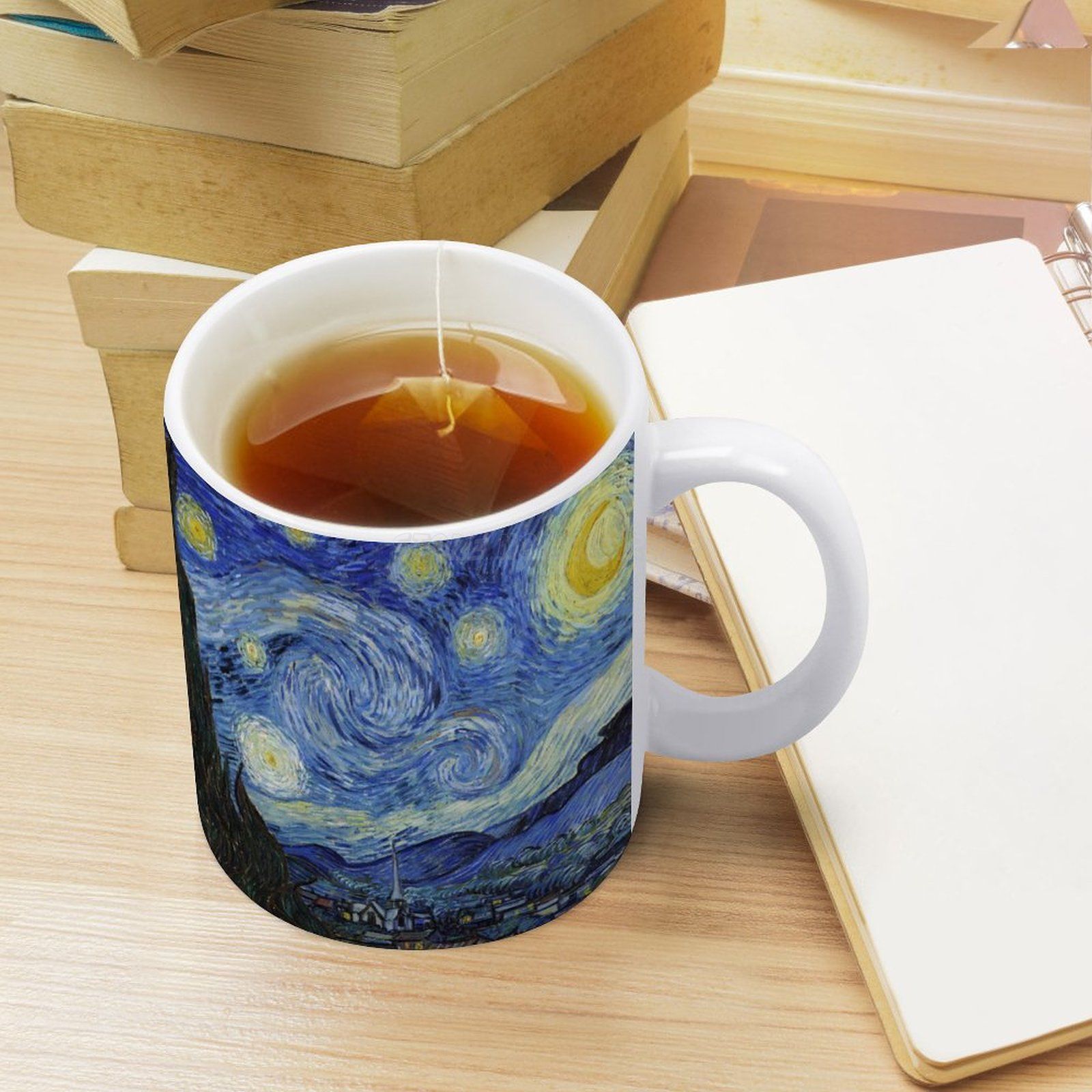 Starry Night-Van Gogh White Mug Ceramic Mug Mug Star Stars Vincent Van Gogh Van Gogh Oil Vintage Old Culture Moma