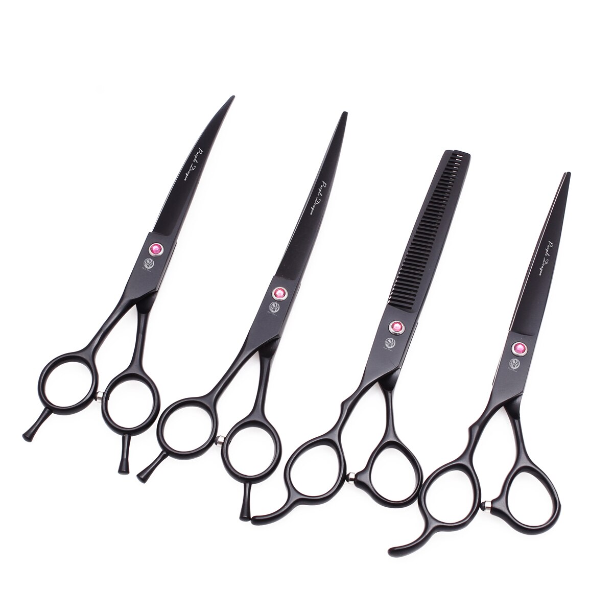 Tesoura de desbaste para cães, de mão esquerda, 7 polegadas, roxa, dragon 440c, para tosa, reto, tesoura curva, tesoura para animais de estimação, z4006