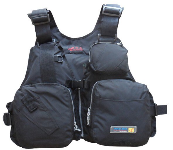 brand life vest dual-use multi-function folding life jacket fishing vest: black
