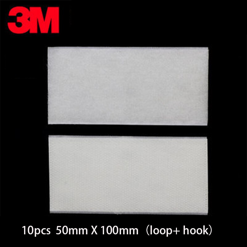 10PCS 3M Double-sided Adhesive Velcros Strong Self-adhesive Hook and Loop Tape nylon sticker velcros Glue for DIY fixing automob: white 50mm x 100mm