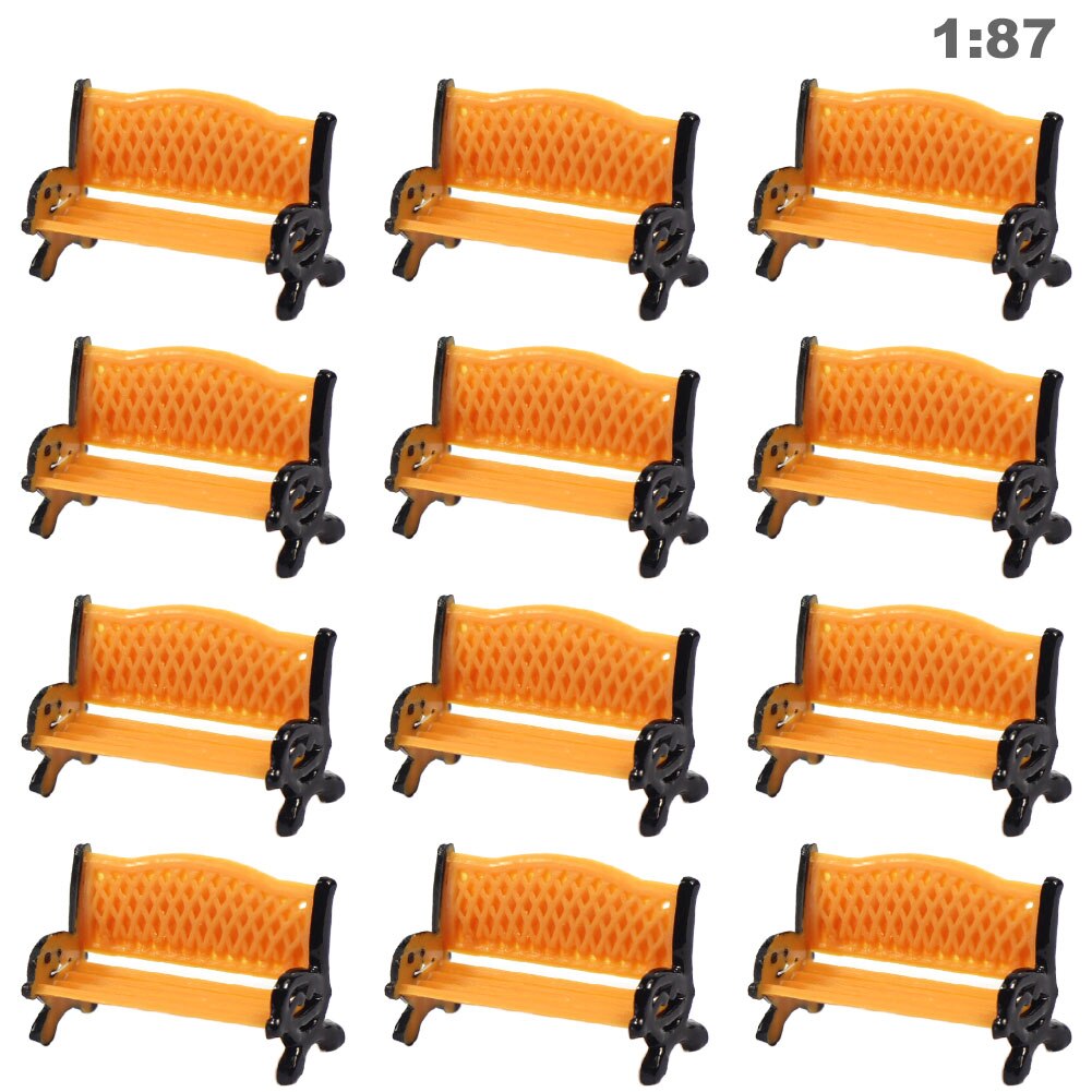 12 stk modell togplattform park gate seter benk stol sofa 1:87 ho skala  zy35087 gårdsstoler jernbane modellering: Oransje