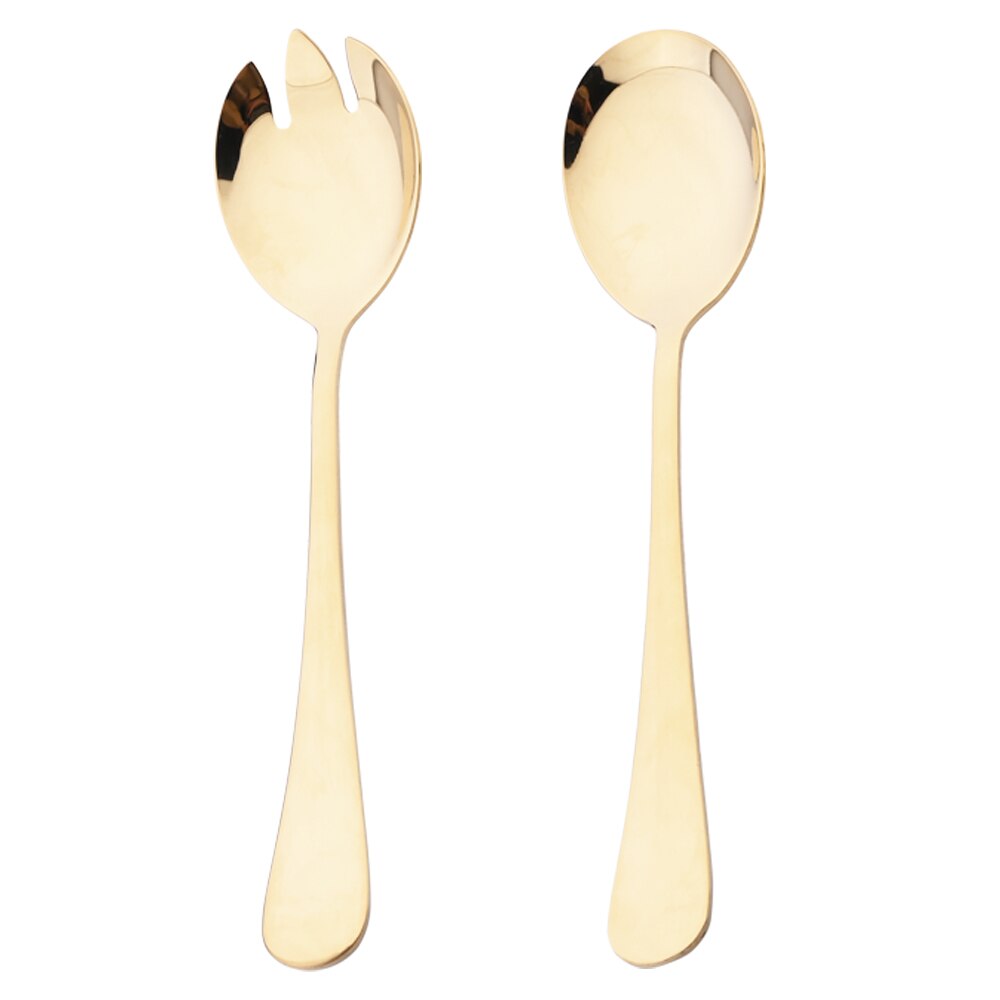2Pcs Rose Stainless Steel Cutlery Set Salad Spoon Fork Dinnerware Set Salad Spoon Serving Spoon Fork Set Kitchen Unique Spoons: Champagne