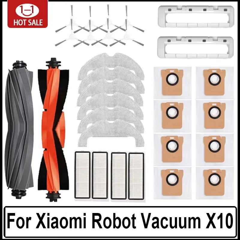 For Xiaomi Robot Vacuum X10 Accessories Main Side Brush Hepa Filter Mop Cloth Dust Bag Replacement Spare Parts