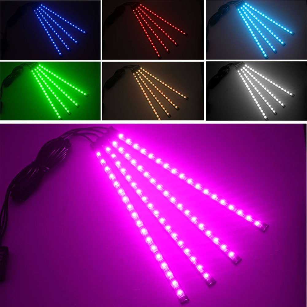 4 In 1 Led Auto Voet Licht 5V Usb Rgb SMD5050 72 Led Strip Ambient Lamp Afstandsbediening Muziek Controle automotive Interieur Decoratieve