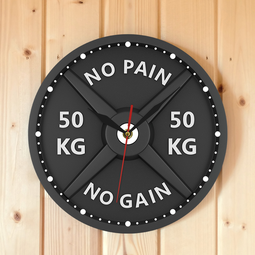 Reloj de pared de gimnasio para musculación, mancuernas 3D de moderno, sin dolor, sin ganancia, 50kg,