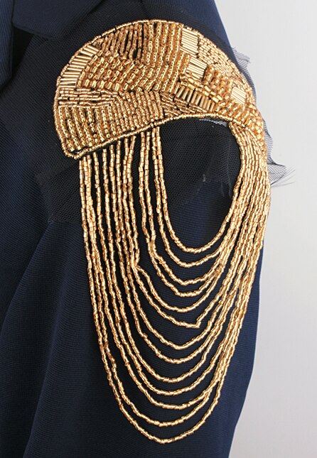 Retail & 2pcs/pair Vintage Brand Gold Beaded Tassel Epaulet Badge Free Party Decoration