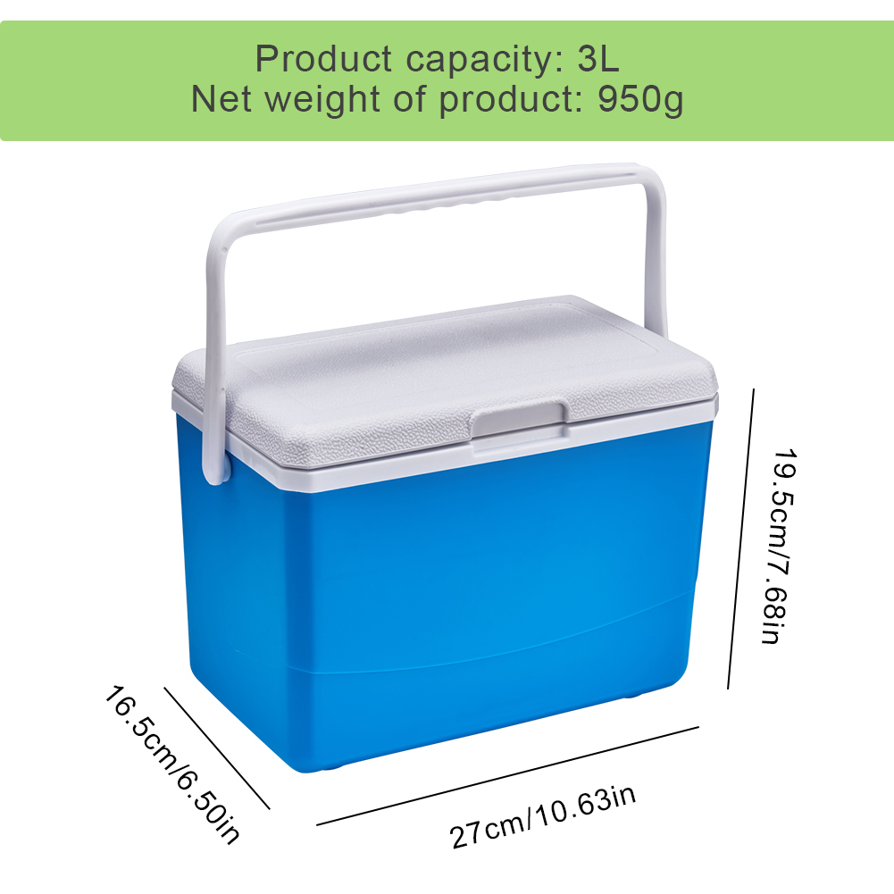 3L Insulated Portable Cooler with Handle Mini Freezer Fridge Heat Preservation Fresh-Keeping Incubator for Camping Tailgating