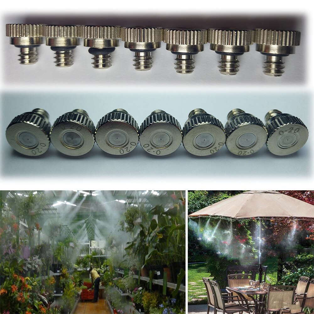 Boquilla de nebulización de latón niquelado, sistema de nebulización de baja presión, refrigeración al aire libre, orificio roscado de 0,1 &quot;, 0,8-10/24mm