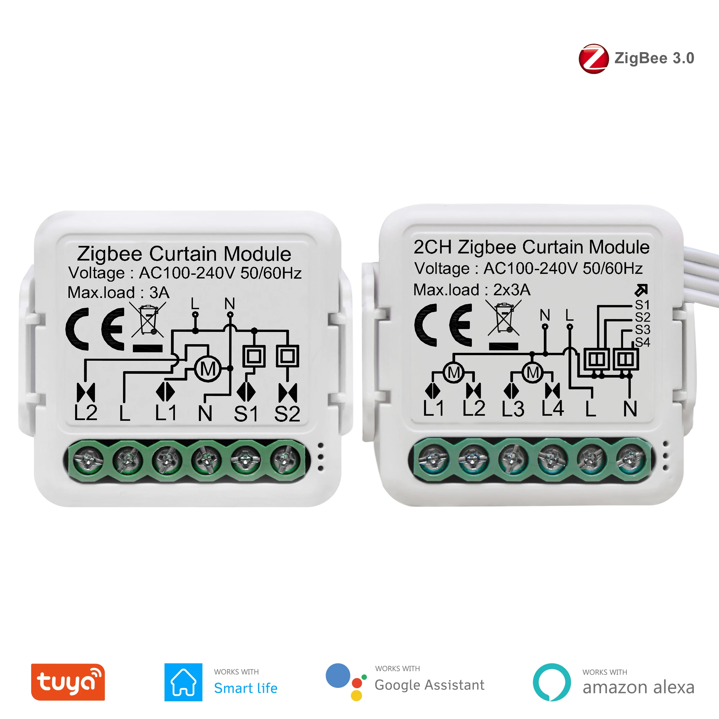 Tuya ZigBee3.0 Modulo interruttore intelligente per tende per tende a rullo Motore elettrico per otturatore 1/2 Gang Funziona con Alexa Google Home