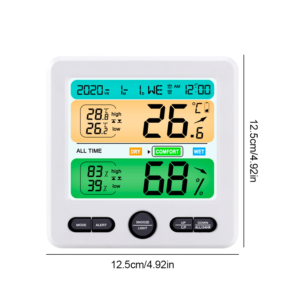 Mini Digital Clock HD LCD Screen Display Thermometer Hygrometer Alarm Clock With Dual Units Dual Alarms Sensor Gauge