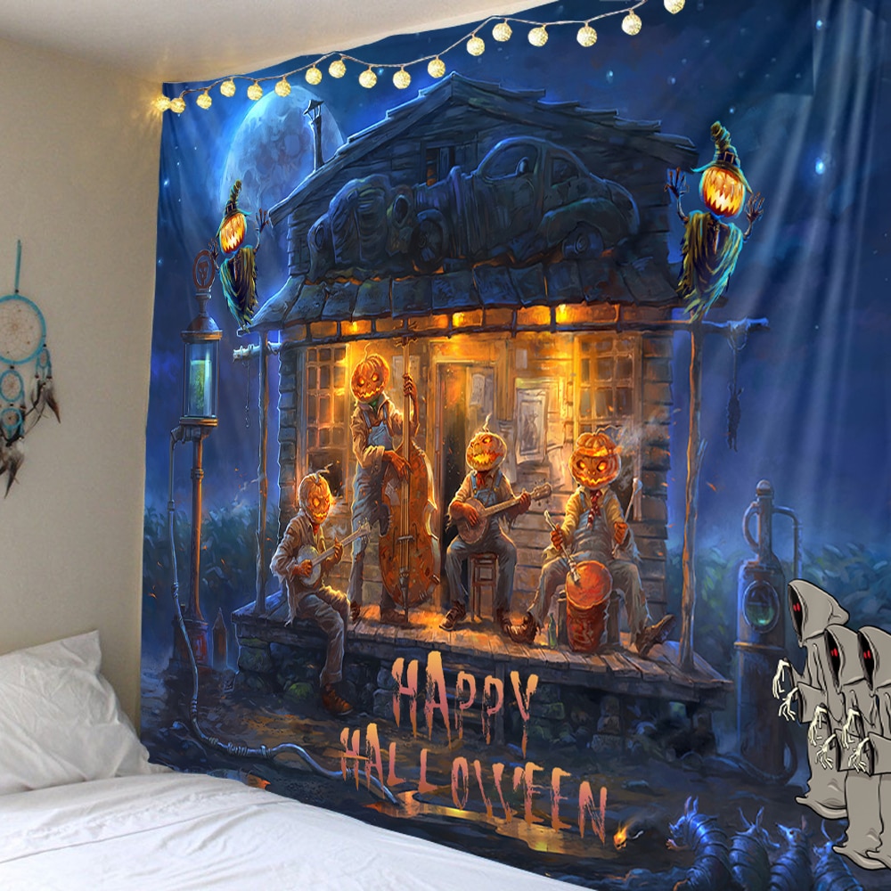 Halloween græskar band gobeliner skov halloween horror scene hængende klud vægdekoration hængende klud gardin hængende klud