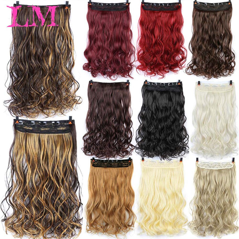 LM Extension capillaire synthétique à Clip | Postiche longue tendance une pièce, couleurs entordées à la , Extension capillaire avec pince