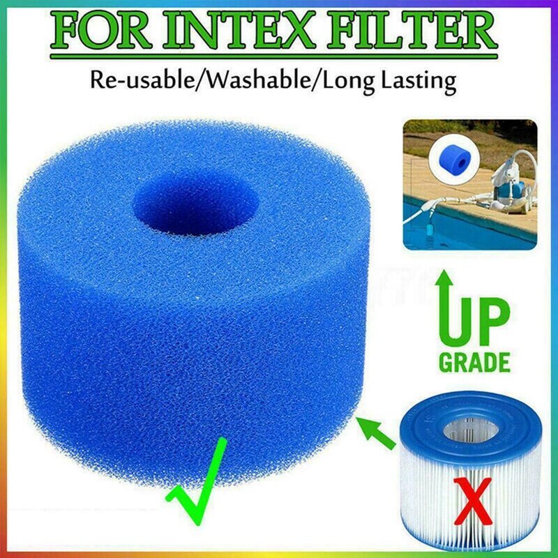 6 stk til intex ren spa genanvendelig vaskbar skum karbad filterpatron  s1 type