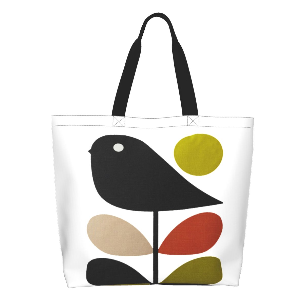 Orla Kiely Abstract Multi Stem Canvas Shopping Bag Big Capacity Grocery Mid Century Scandinavian Geometric Shopper Tote Bags: Clear