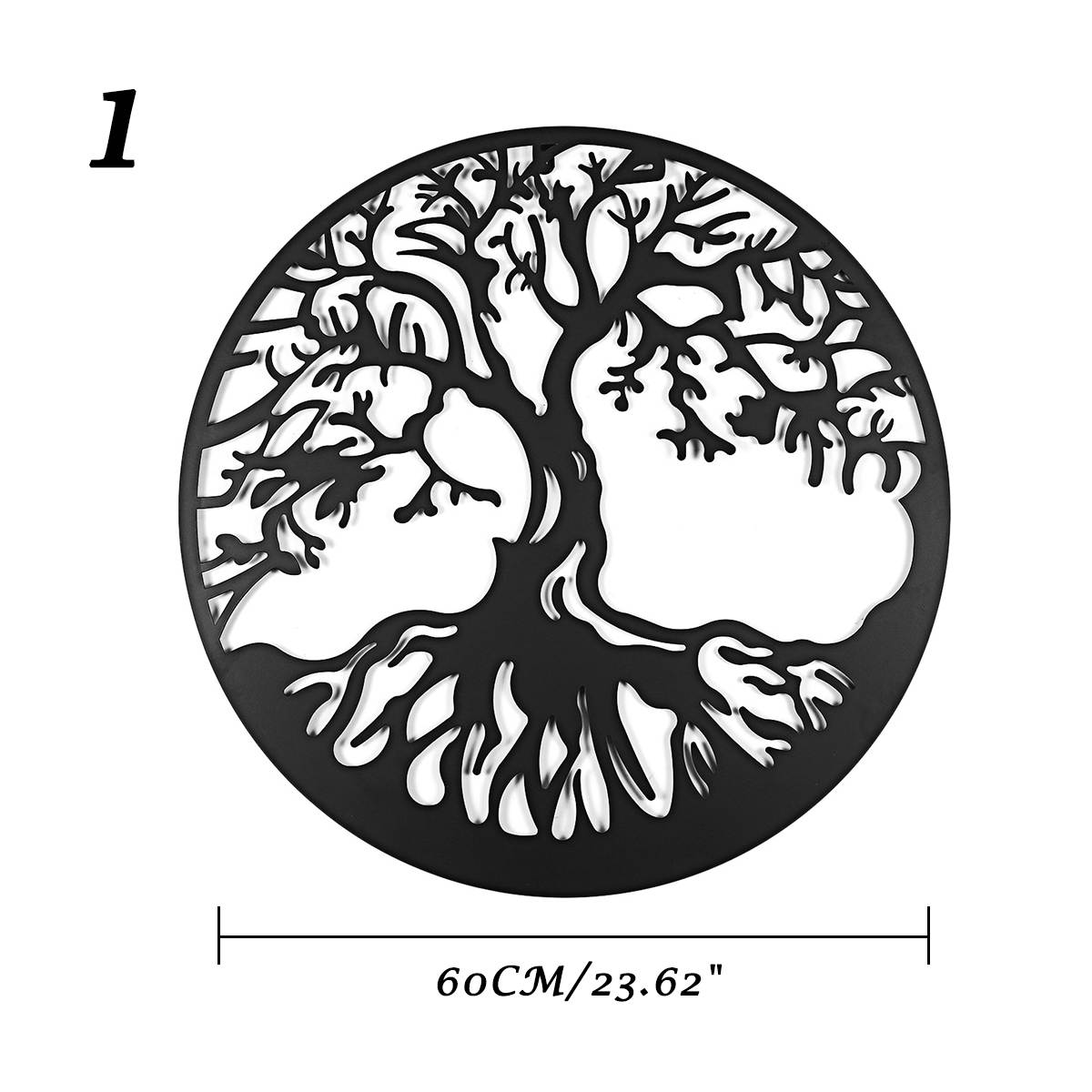 Round Wall Hanging Decorations 3D Diameter 60cm Tree of Life Iron Art Home Hanging Ornament Iron Tree Wall Decoration: 1