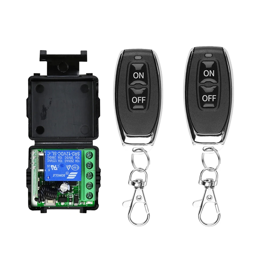 Interruptor de Control remoto Universal para puerta de garaje, Mini Módulo de bricolaje para iluminación LED, 433 Mhz RF DC 12V, receptor de relé de código de petición: Azul