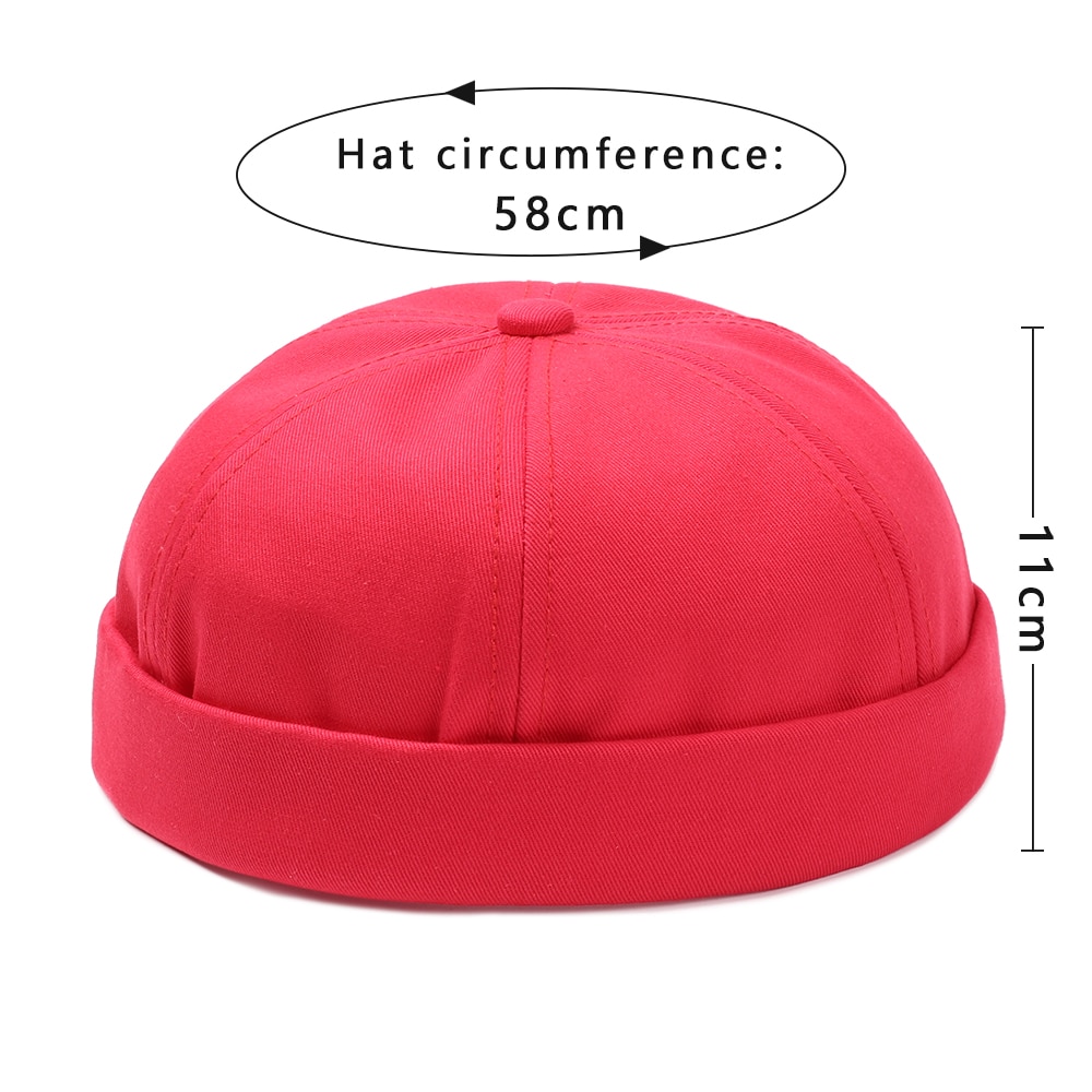 Sombrero Brimless para hombres y mujeres, capó ajustado de algodón, gorra de Skullcap roja pequeña juvenil, gorra sin visera negra para verano, boina de reloj marinero Docker