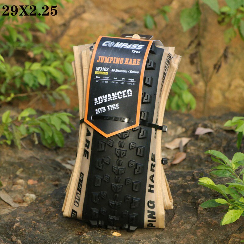 COMPASS MTB bike tire 26/27.5/29*2.25 Stab proof yellow edge folding tires bike 29 inches pneu aro 60TPI Foldable 2.1 tire