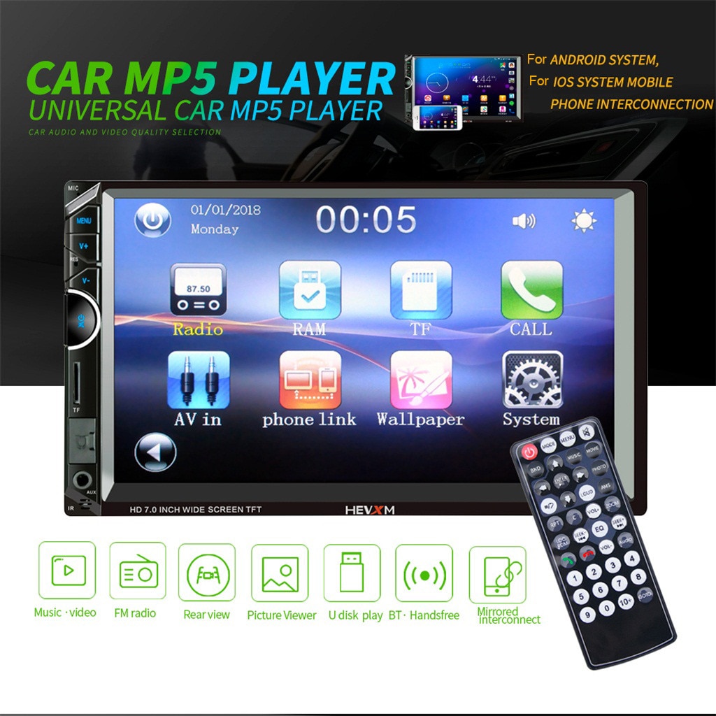 25#Big screen car MP5 HEVXM HE-888 7 Inch HD Car BT Mp5 player Mp3 FM One Machine For iOS For Android Big screen car MP5