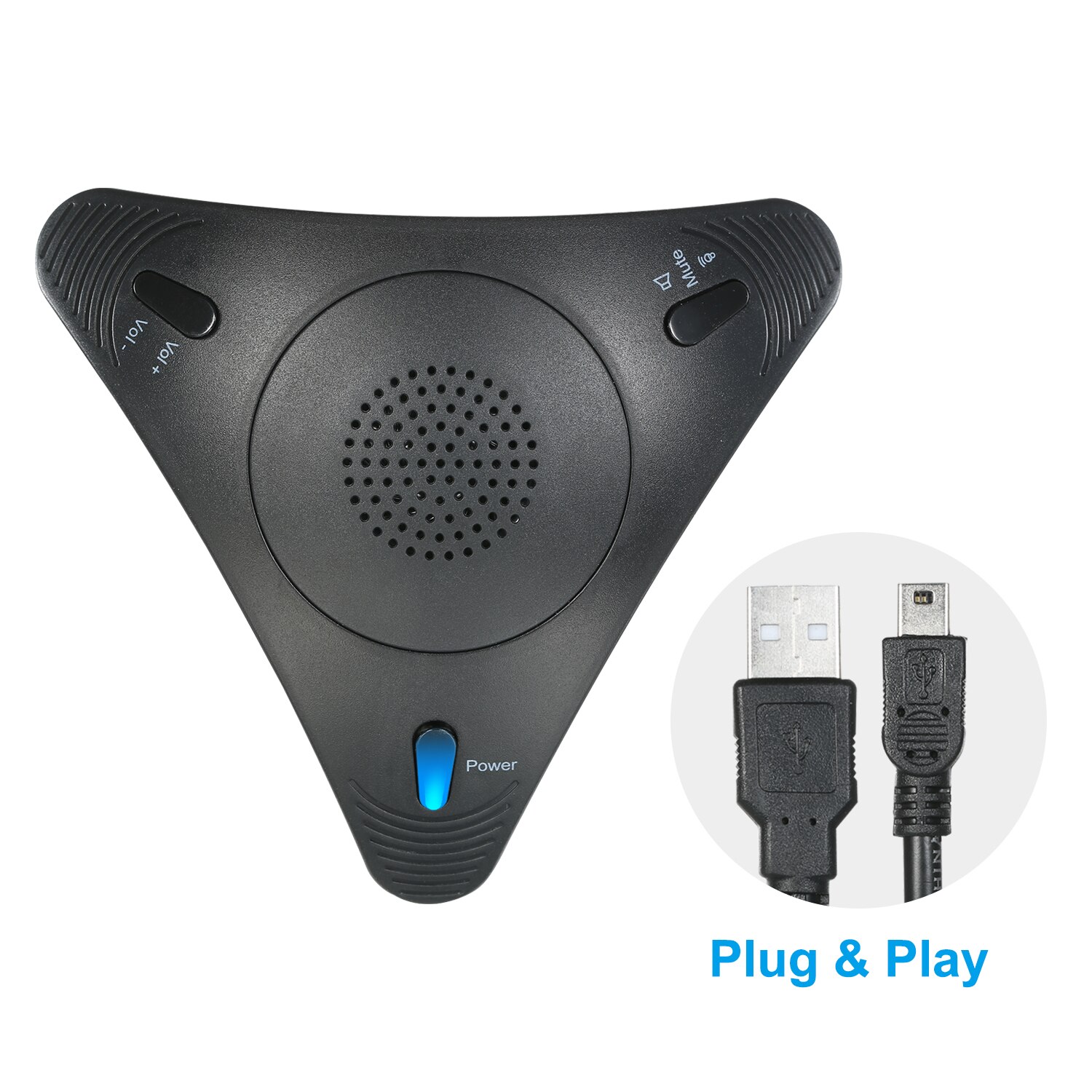 Built-in Speaker USB Conference Computer Microphone VOIP Omnidirectional Desktop Wired Microphone Support Volume Control Mute