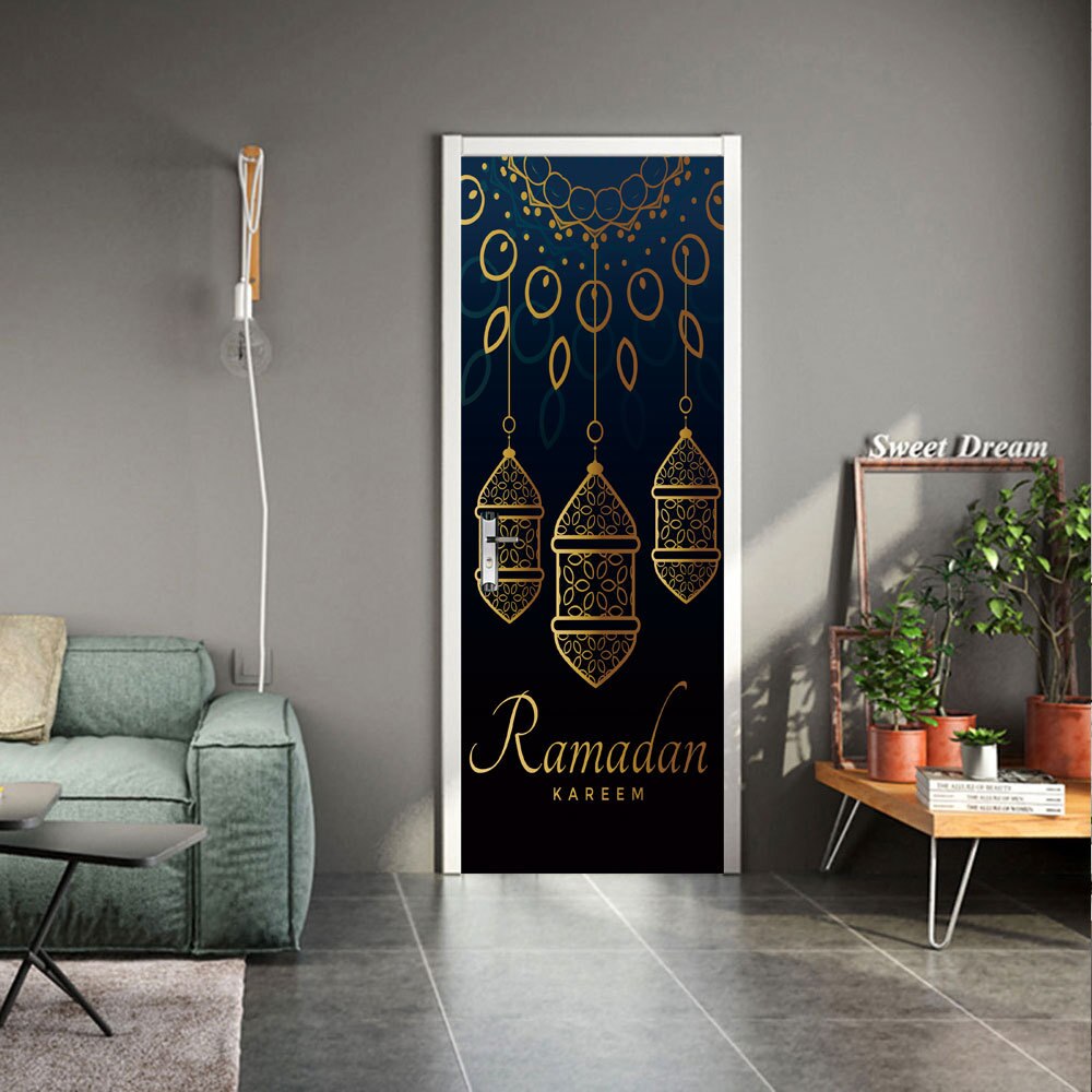 3D Self-adhesive Muslim Door Sticker Ramadan Decoration EID Living Room Bedroom Glass Door Mural Wallpaper: MMT005