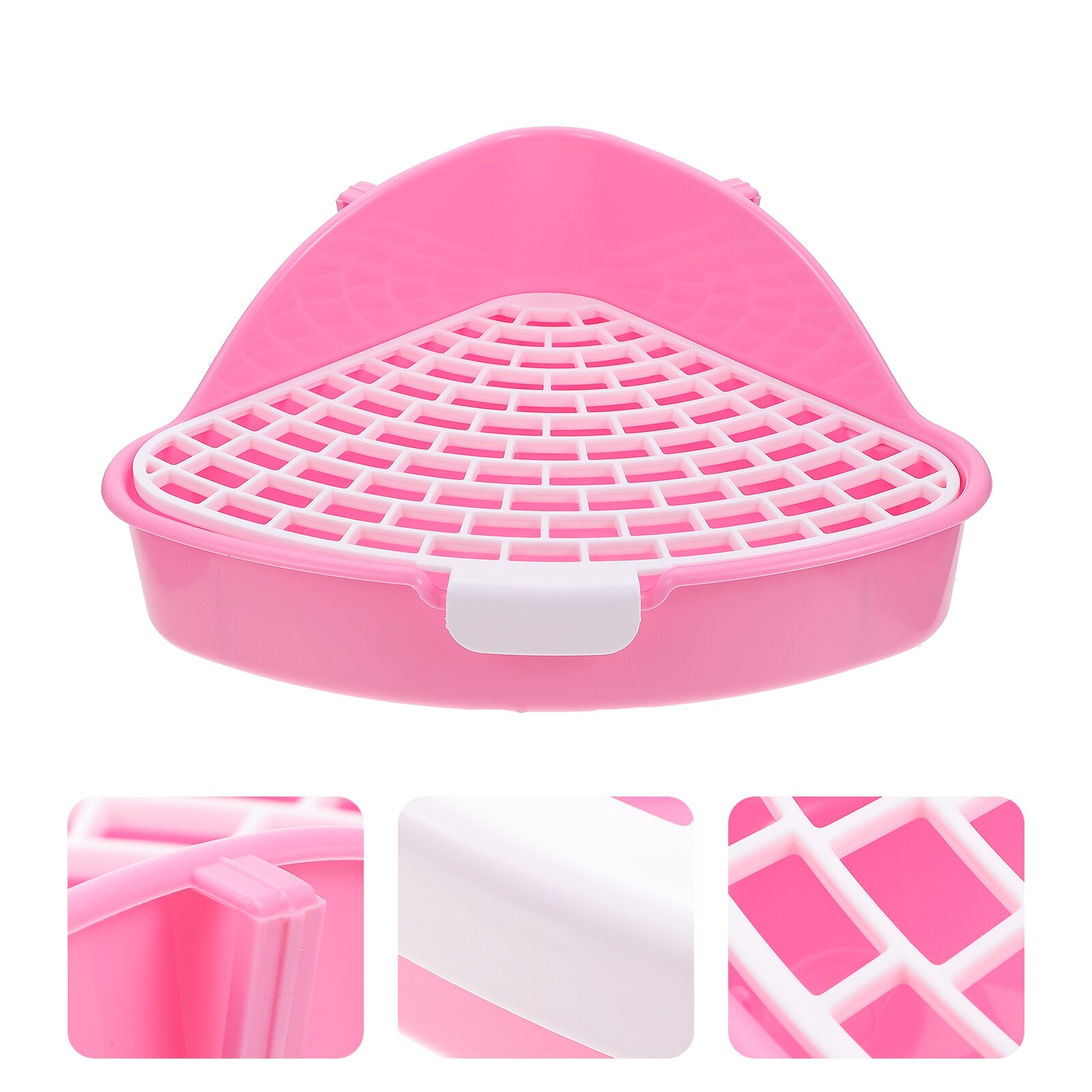 Rabbit Litter Box Plastic Small Animals Potty Corner Toilet Litter Container: Pink