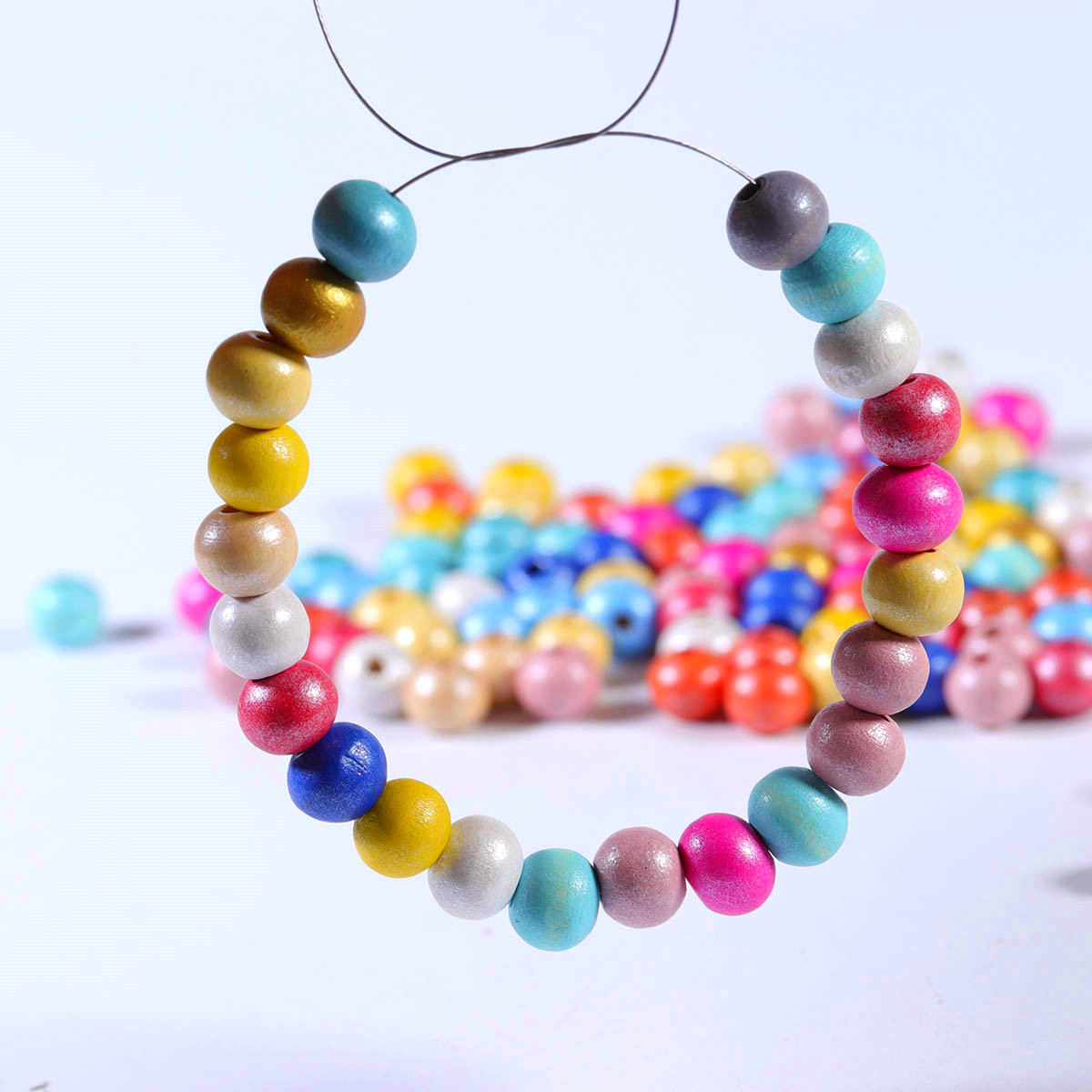100 unids/lote 6 8MM cuentas de madera redondas naturales cuentas de madera pulidas Multicolor para fabricación de joyería DIY collar pulsera Accesorios