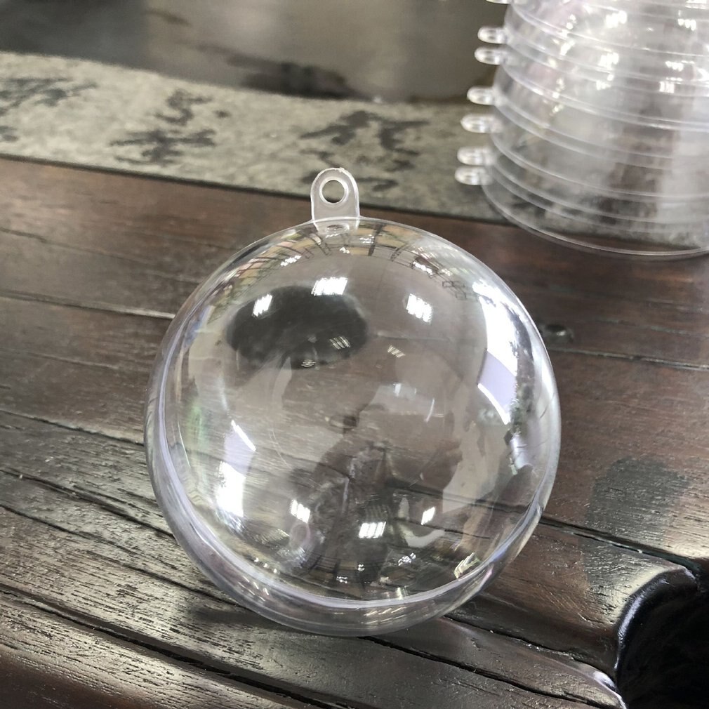 5 pièces arbre de noël boules claires remplissables boules bricolage remplissable sphère 4/6/8cm Transparent ouvert en plastique décorations de noël boule