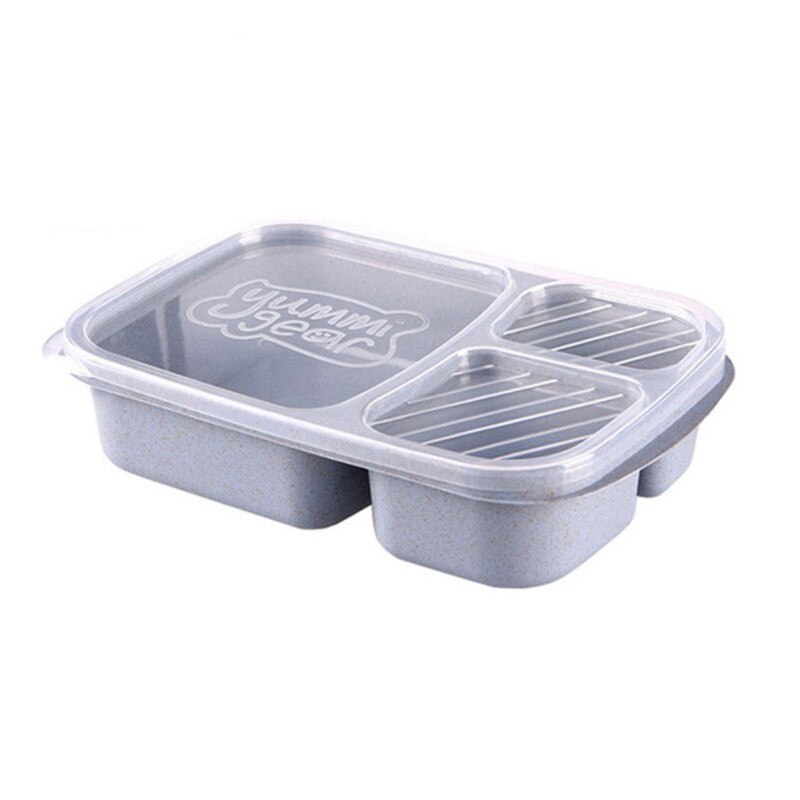 Portable Healthy Material Lunch Box Wheat Straw Bento Boxes Microwave Dinnerware Food Storage Container Foodbox household item: Blue