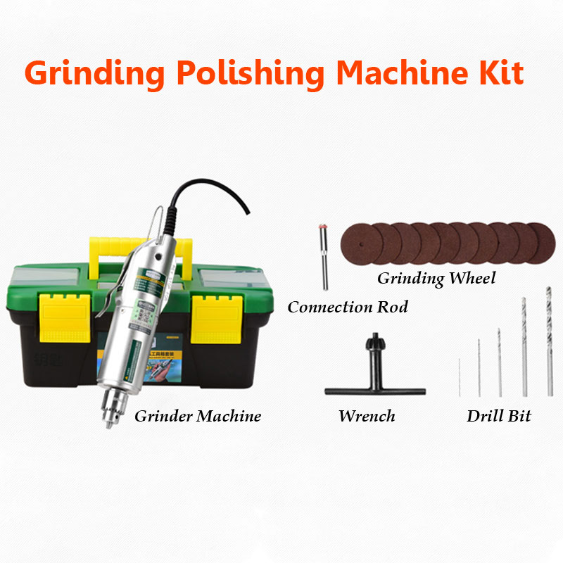 Miniature Grinder Polisher Machine Speed Adjustable Reversable Jade Bodhi Wood Carving Grinding Kit