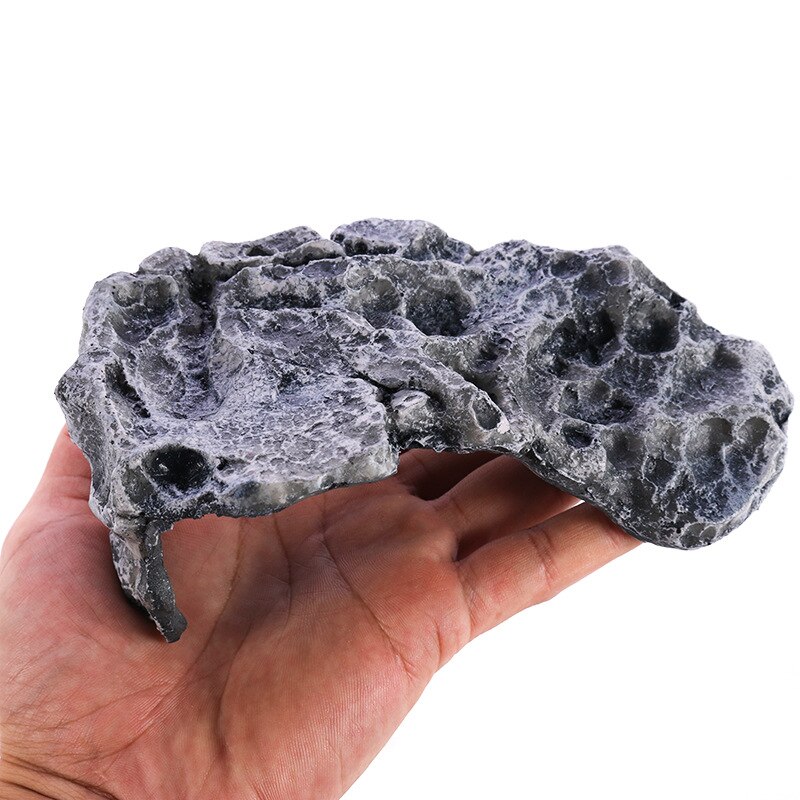 Tortoise Reptiles Basking Climbing Platform Resin Hiding Cave Grey rock shape Rotating Turtle Fish Tank Landscaping Decor