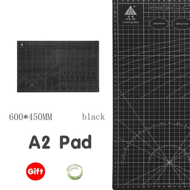 30 * 45cm A2 Cutting Board Grid Line Self-healing Cutting Board Craft Card Multi-color Double-sided Desktop Cutting Pad 1 Piece: black