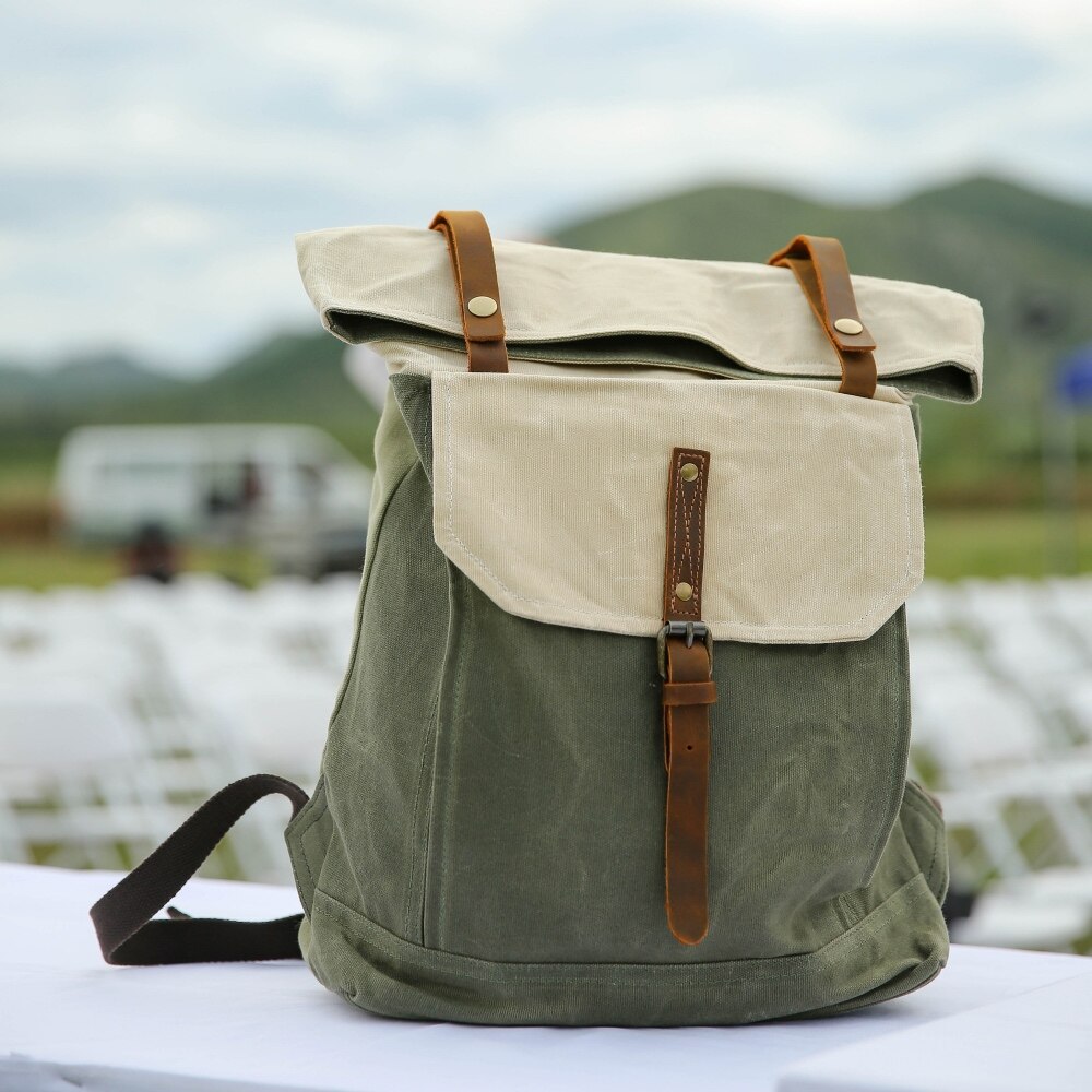 Wax Canvas Backpack Men's Travel Backpack Large Capital Rucksack Waterproof Backpack Women School