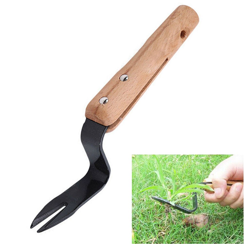 Effective Garden Weeder Puller Lawn Carbon Steel Sturdy Trimming Easy Apply Long Handle Forked Tool Removal Digging Hand Weeding
