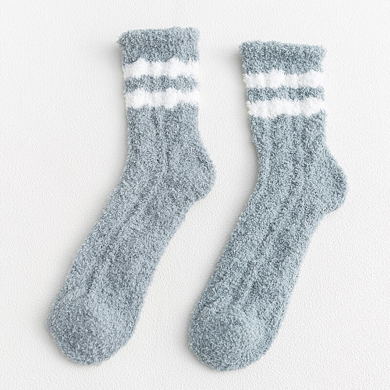 One Pair Arrivals Twist Coral Fleece Socks Female Kawaii Tube socks Autumn Winter Cute Warm Fluffy Sleeping Floor Socks: H