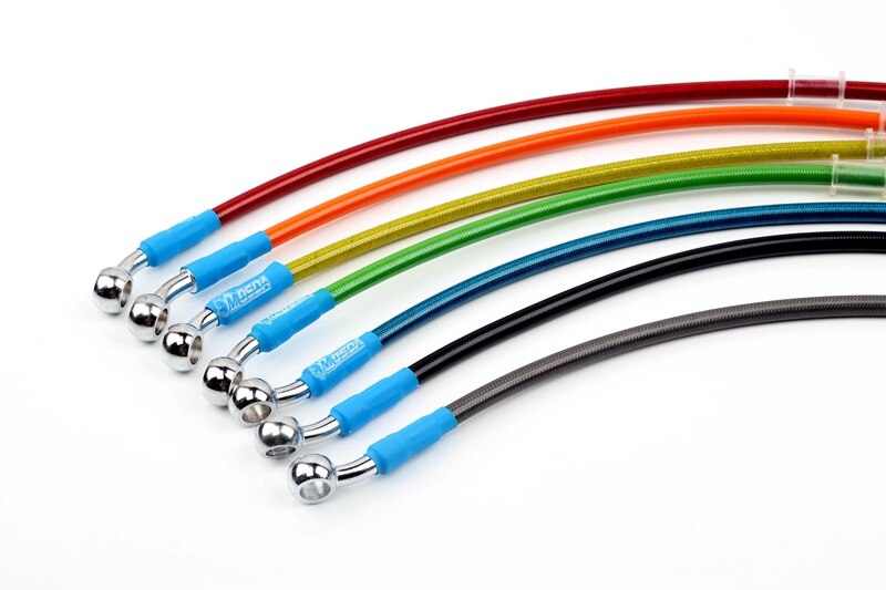 MOSDA Universal 400mm - 2200mm Motorcycle Hydraulic Brake Hose Line Cable 28 degrees 10mm Banjo Pipe Line Braided oil hose