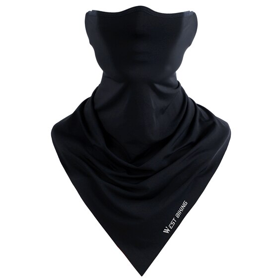 WEST BIKING Summer Breathable Cycling Face Mask Ice Fabric Bicycle Bandana Headwear Triangle Neck Scarf Fitness Sport Face Mask: Black