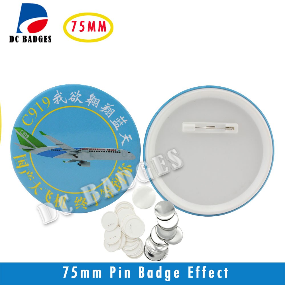 3"(75mm) 200sets Plastic Pin Badge Material,Blank button parts,Tin badge components