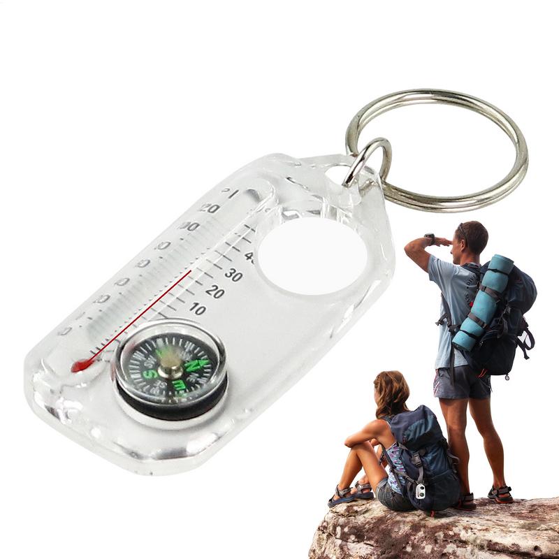 Outdoor Mini Gesp Kompas Survival Thermometers Kompas Sleutelhanger Multitool Zakformaat Kleine uitrusting voor wandelen Bergbeklimmen