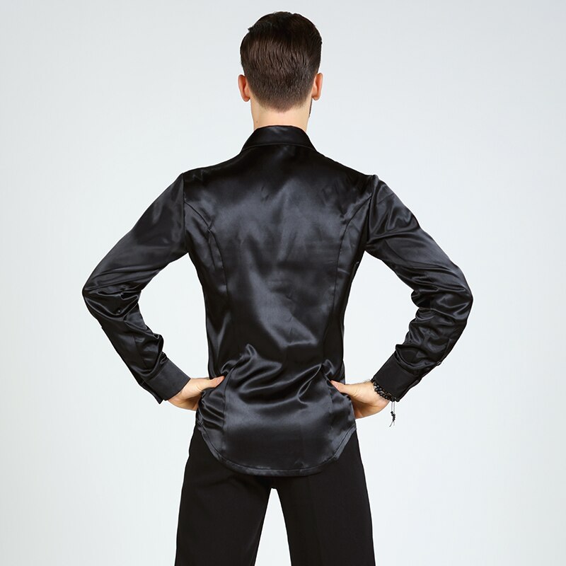 Tops de baile Latino adulto de los hombres camisa de manga larga estándar de vals de la danza de competencia ropa DL5220
