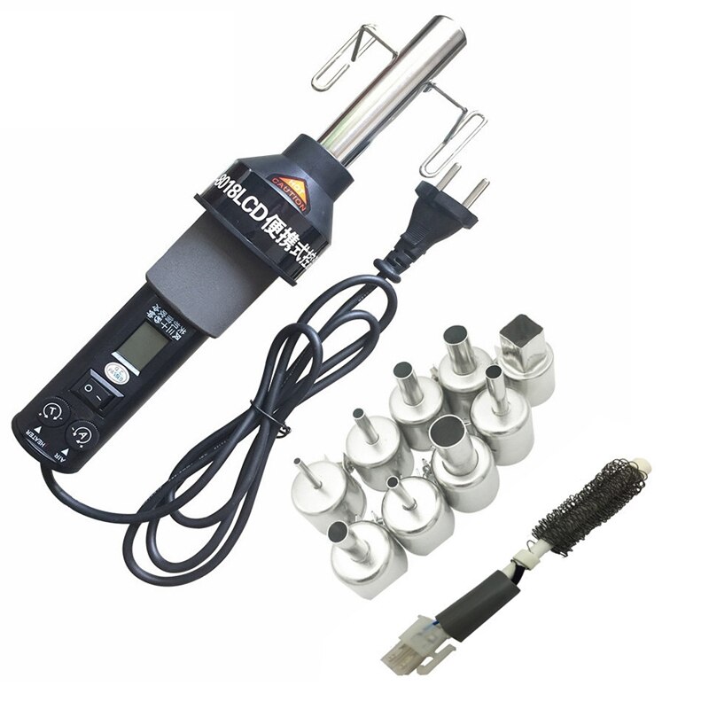 Prise ue, Gj-8018Lcd 220V 450W degré réglable électronique chaleur Air dessouder Station de soudure + fer à souder électrique