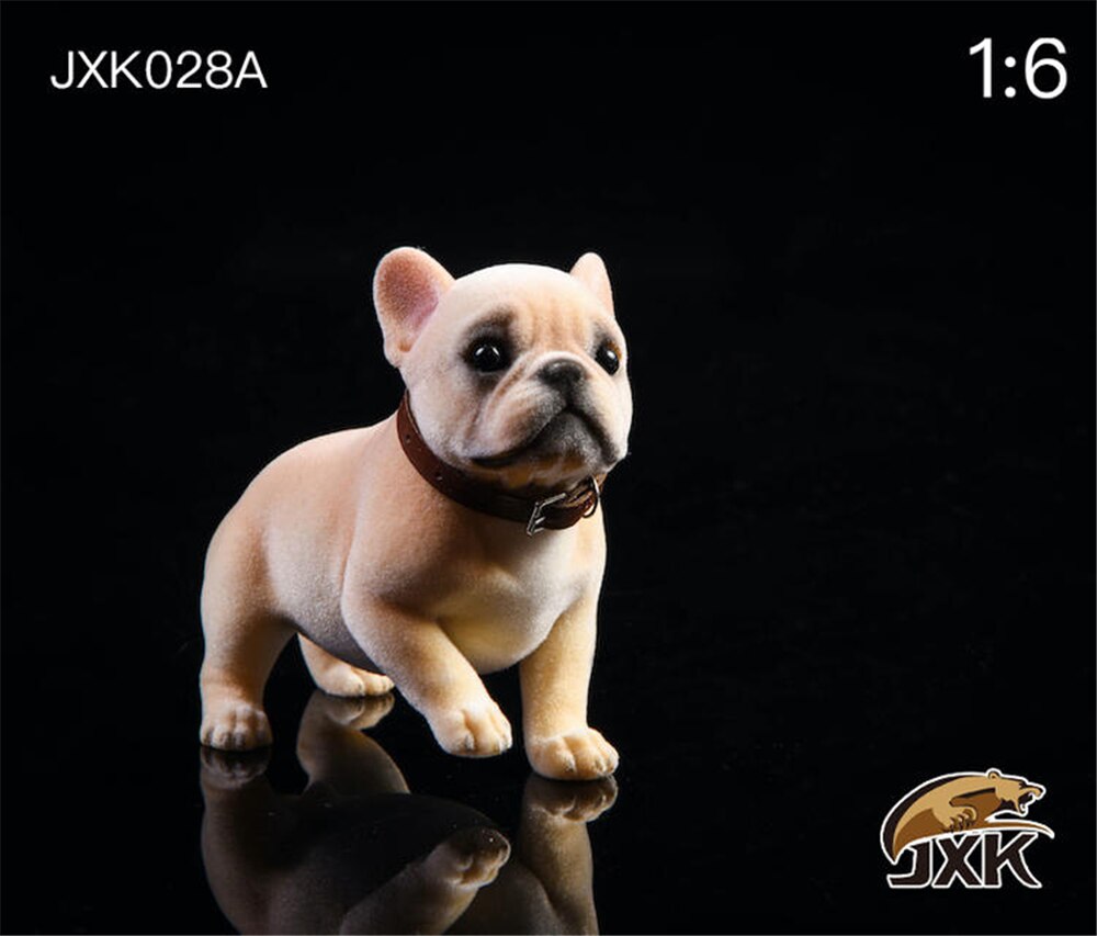 JXK 1/6 Hair French Bulldog Dog Pet Healing Figure Canidae Animal Collector Toy Resin Desktop Decoration