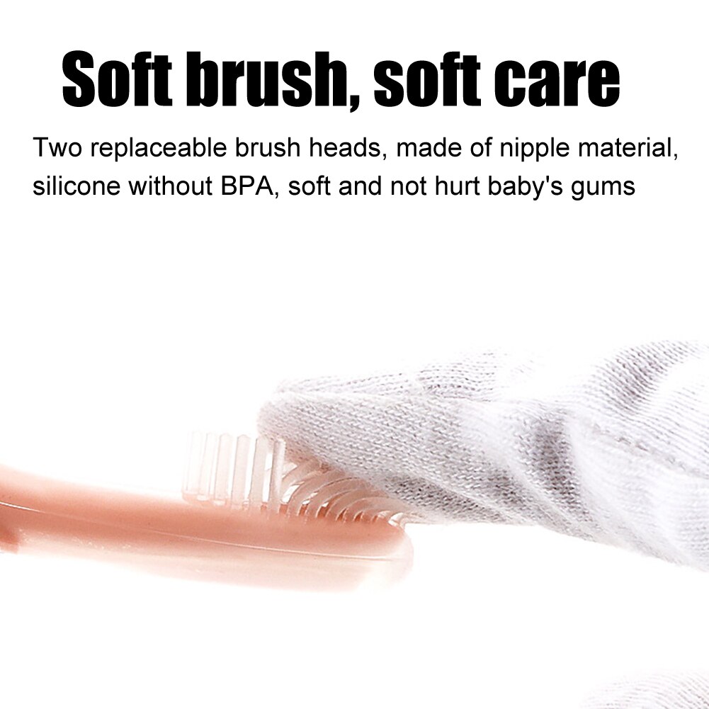 Baby Tandenborstel Gum Care Training Leuke Peuter Baby 2 In 1 Korte Handvat Kids Anti-Bijtring Dental Zachte Siliconen