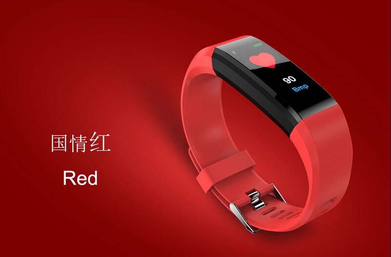 Heart Rate Fit Bit Smart Band Bracelet Watch 115 plus with Step Calories Mileage Blood Pressure Sleep Monitoring: Red